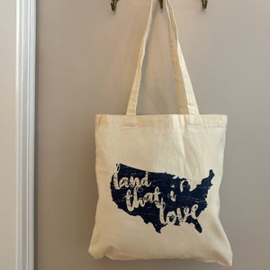 Small Cotton Tote Reusable Bag Land That I Love