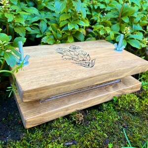 Custom Personalized Small Flower Plant Press Kit, Rustic Botanical Solid Wood Press with Tulip Stamp image 5