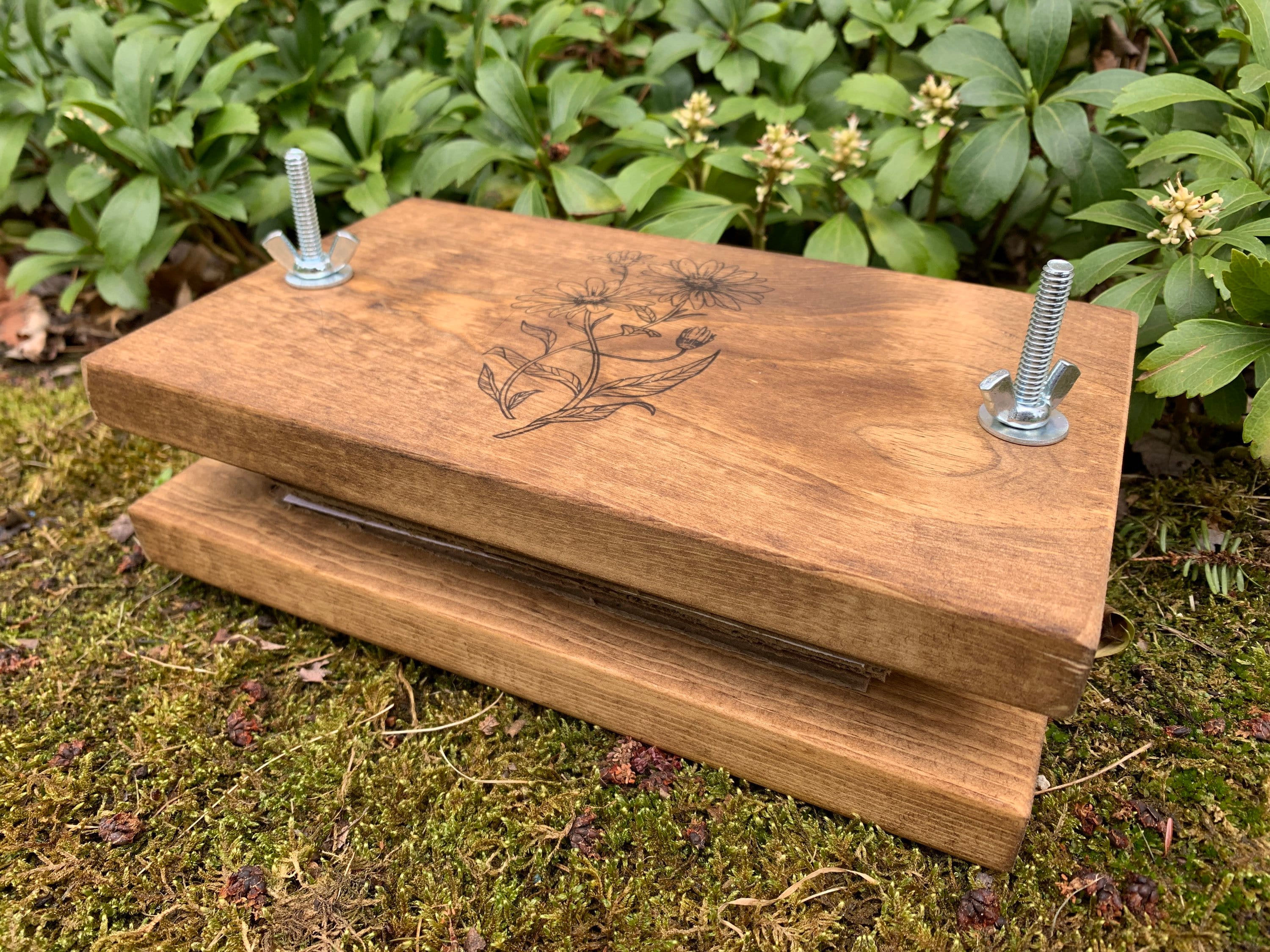 Small Flower Plant Press Kit Rustic Botanical Solid Wood Etsy