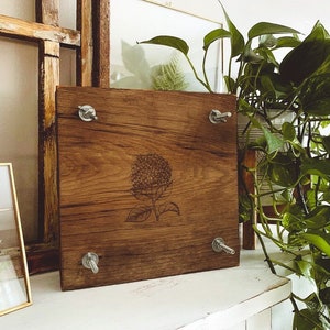 Flower Plant Press Kit, Rustic Botanical Solid Wood Press with Hydrangea Stamp image 3