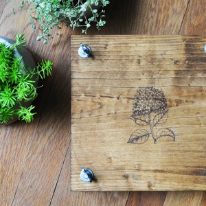 Flower Plant Press Kit, Rustic Botanical Solid Wood Press with Hydrangea Stamp image 4