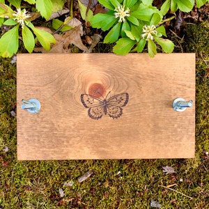 Small Rustic Wooden Flower Press with Butterfly Stamp