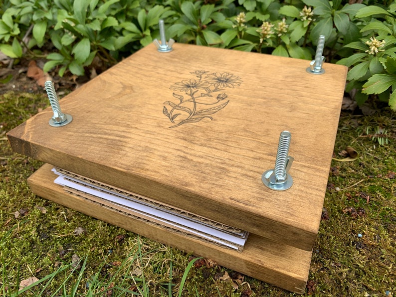 Flower Plant Press Kit Rustic Botanical Solid Wood Press With Etsy