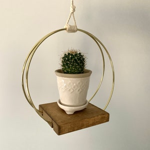 Small Hanging Gold Ring Plant Shelf
