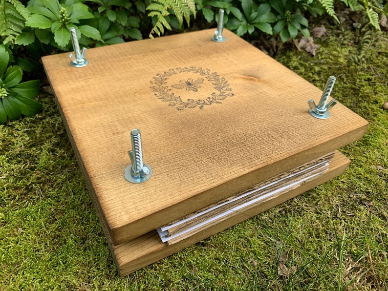 Rustic Wooden Flower Press with Honey Bee Stamp Etsy