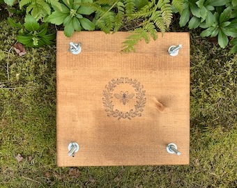 Flower Plant Press Kit, Rustic Botanical Solid Wood Press with Honey Bee Stamp