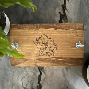 Small Rustic Wooden Flower Press with Magnolia Stamp