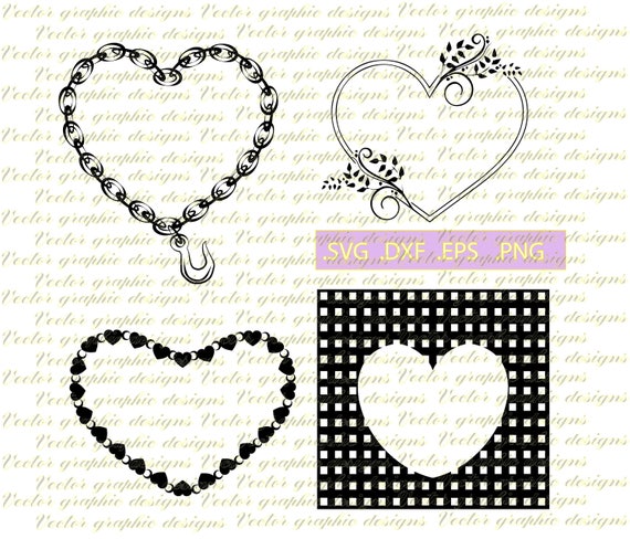 Valentines Day Frames Heart Frames Svg Vector Files For Etsy