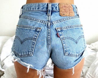Vintage Levi’s 501 High Waisted Denim Shorts | Frayed Levi Festival Cut Off Shorts | All Sizes