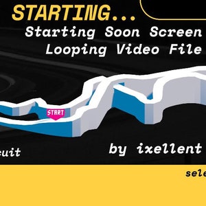 Retro Racing Game Track Animated Stream Starting Soon Screen | 1 Looping Video File, Twitch Discord Youtube Streamelements Streamlabs OBS