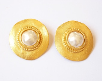 Boucles D'oreilles Clip Édouard Rambaud Vintage - Vert Et Doré, 4.5x3 Cm, Occasion