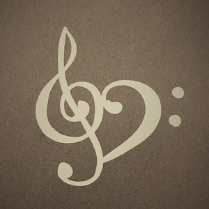 Treble Clef Bass Clef Music Lovers' Heart Vinyl Decal for Laptops, Cars ...