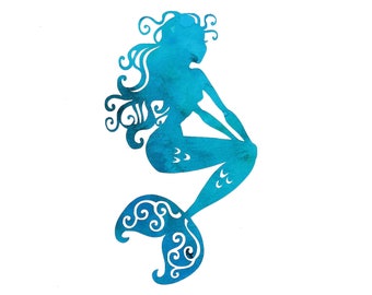 Fancy Mermaid Vinyl Permanent Adhesive Decal for Laptops, Cars, Cups, Water Bottles, Ceramics, Metal, Etc.