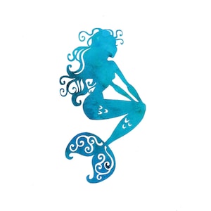 Fancy Mermaid Vinyl Permanent Adhesive Decal for Laptops, Cars, Cups, Water Bottles, Ceramics, Metal, Etc.