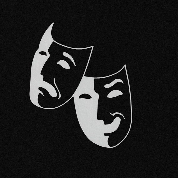 Tragedy Comedy Theatre Masks Permanent Adhesive Vinyl Decal