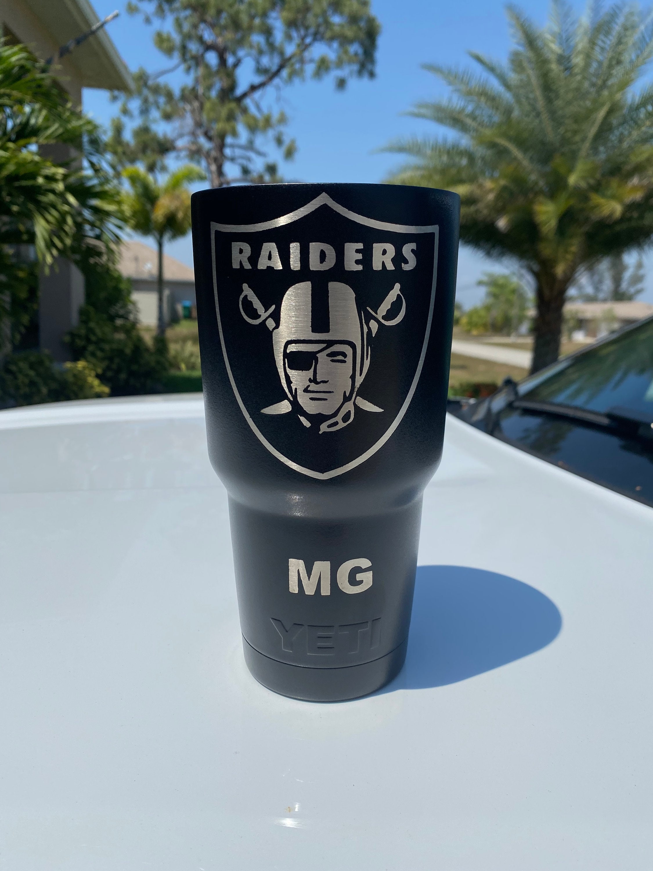 Las Vegas Raiders Powdercoated Yeti Tumbler Free 