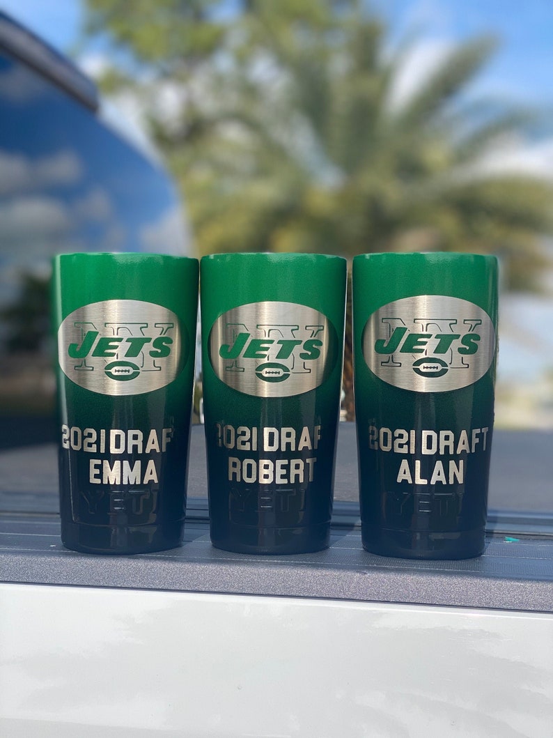 New York Jets Powdercoated Yeti Tumbler Free Personilization Etsy