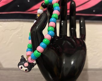 Kuromi Sanrio Beaded Kandi Bracelet