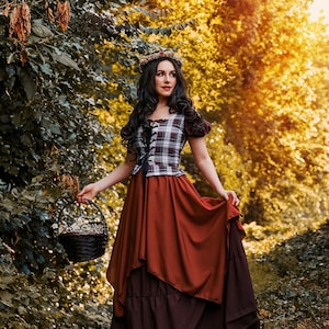 Tartan Renaissance Faire Scottish Highland 3 Piece Women&#39;s Costume Fantasy Cosplay Autumn Harvest Reminisce Brand