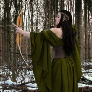 THE ARCHERESS Renaissance Medieval Hunter Green Fantasy Gown Dress