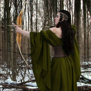 THE ARCHERESS Renaissance Medieval Hunter Green Fantasy Gown Dress