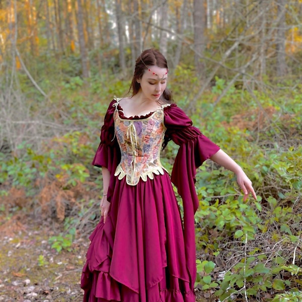 Reminisce "The Caroline"  Women's Fairy Medieval Fantasy 3- Piece Full Costume Renaissance Fair Dress and Corset