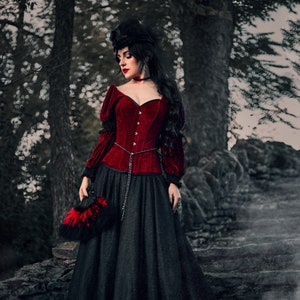 Velvet Victorian Style Corset, Vampire Gothic Wedding Dress, Evil Queen  Dress, Victorian Skirt, Ren Faire Dress 