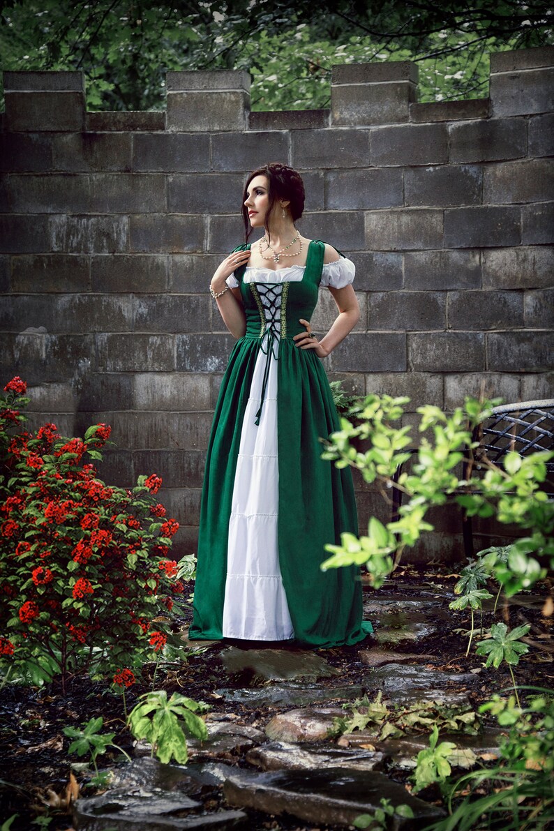 Irish Boho Peasant Renaissance Costume Dress and Chemise Set Etsy