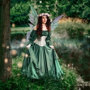 Reminisce The Lady Of The Lake Womens Renaissance Fairy Costume Ren Faire Medieval Fantasy Dress and Corset image 2