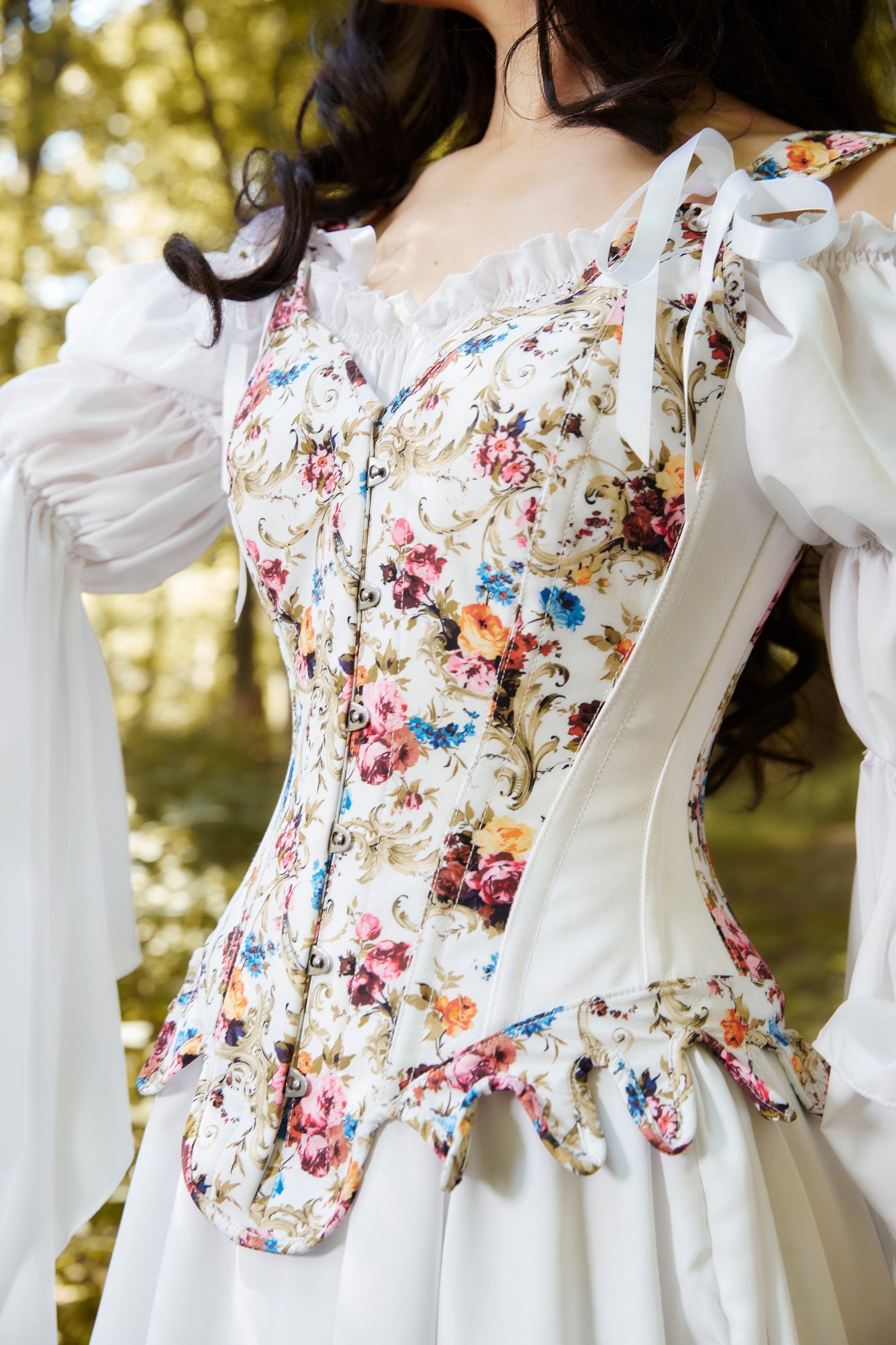 renaissance corset dresses Medieval Wench Peasant Renaissance Faire 4PC Corset Dress Theater Cosplay Costume (Size: S)