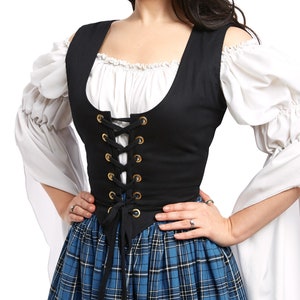 Black Cotton Bodice - Renaissance Faire Costume - For Medieval Dress Fantasy Cosplay -Reminisce Brand