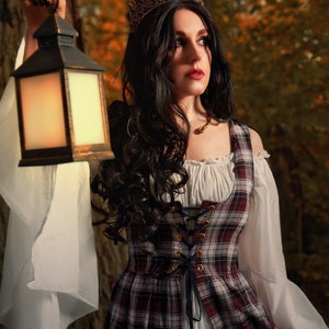 Reminisce Scottish Highlands Renaissance 2 Piece Plaid Costume Dress and Chemise Set image 2