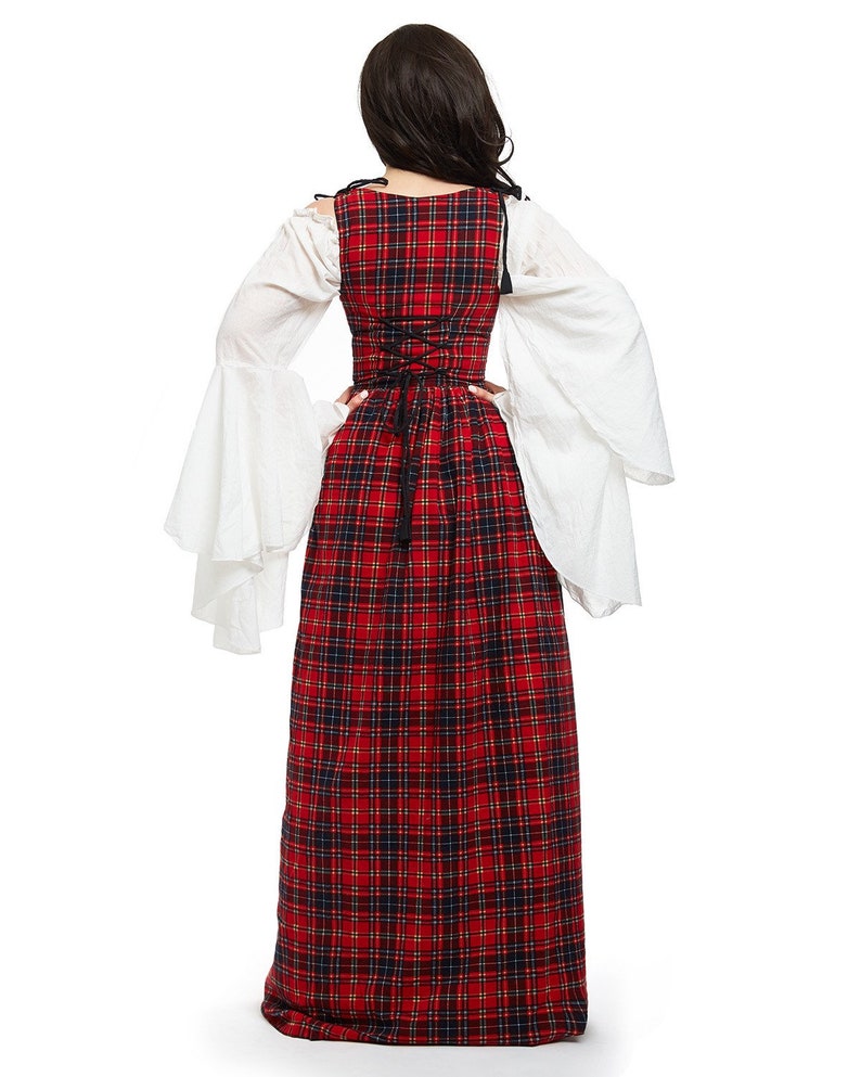 Reminisce Scottish Highlands Renaissance 2 Piece Plaid Costume Dress and Chemise Set image 8