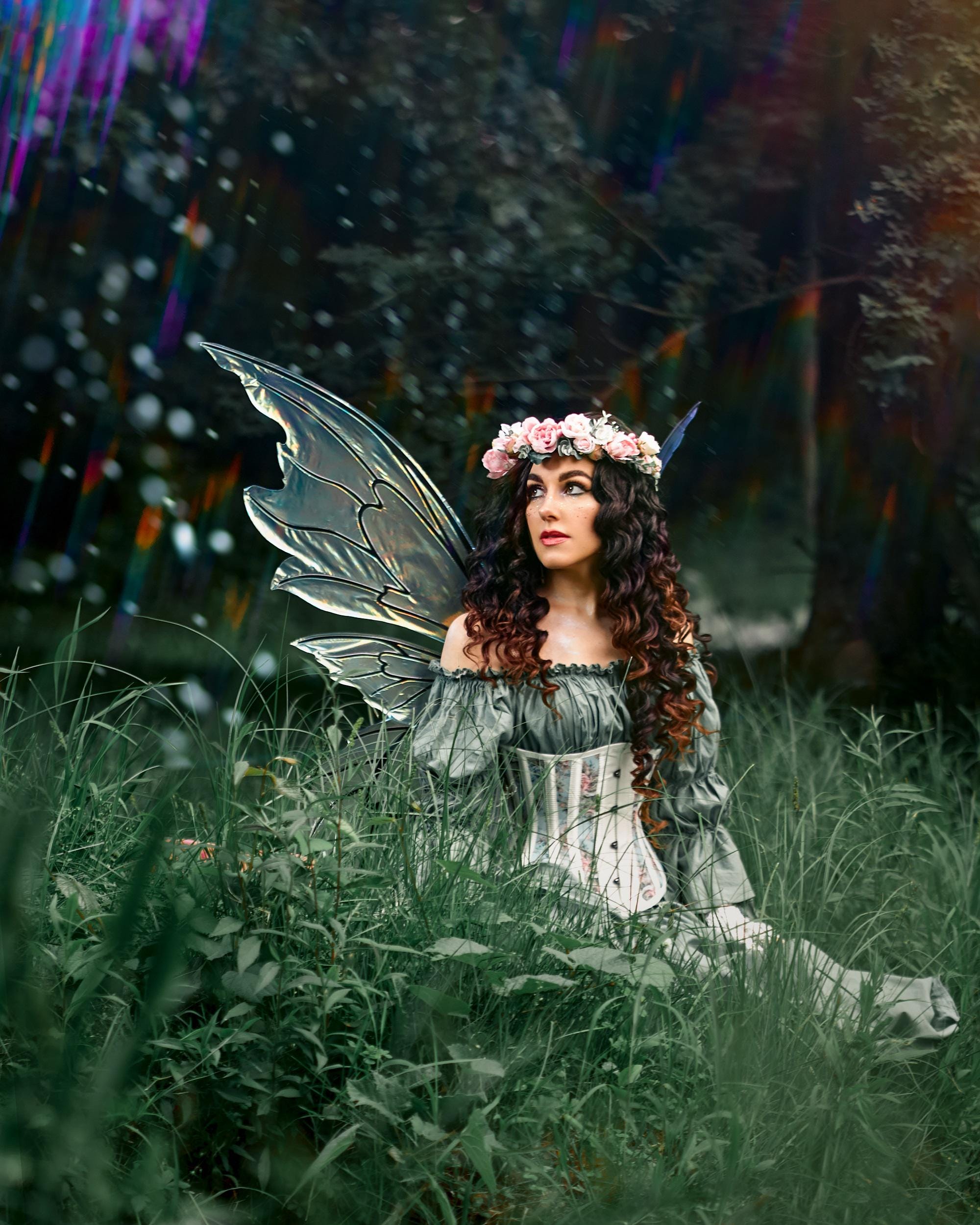 Fairy Costume Short Renaissance Dress Renaissance Fair Summer Fairy 3-piece  Dress Ren Faire Pixie