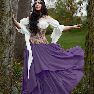 Women Renaissance Corset Dusty Purple Costume - Ren Faire Medieval Fantasy Cosplay - 3 Pc Dress & Corset - The Forest Fairy Reminisce Brand