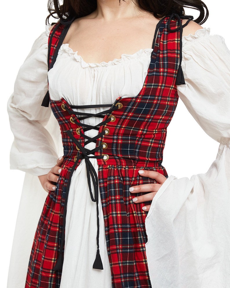 Reminisce Scottish Highlands Renaissance 2 Piece Plaid Costume Dress and Chemise Set image 10