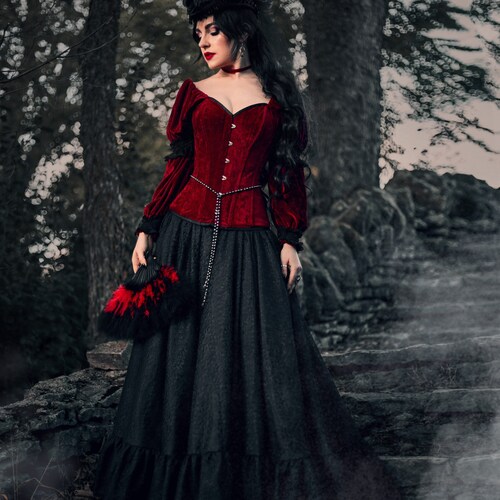 The Masquerade Gothic Victorian Velvet and Lace Vampire Gown - Etsy New  Zealand