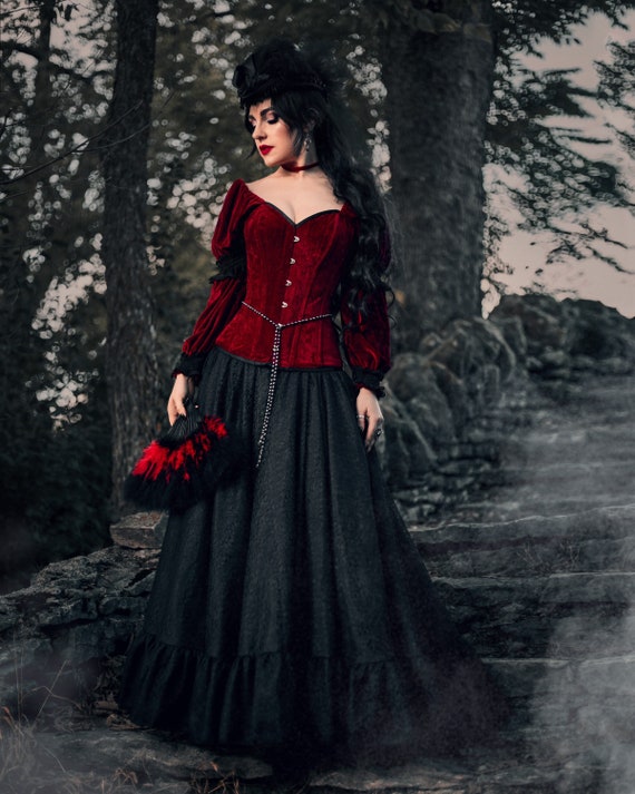 The Masquerade Gothic Victorian Velvet and Lace Vampire Gown 