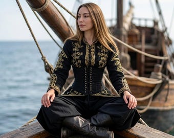 Elizabeth Swann Cosplay Dress - Embroidered Cotton Pirate King