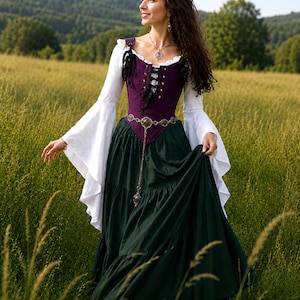 purple and green renaissance dress Fantasy celtic medieval dress