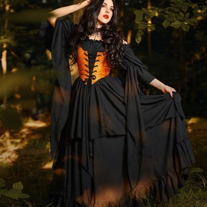 Renaissance Black Dress and Skirt Set