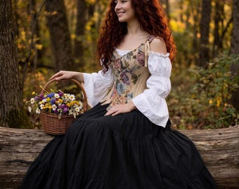 Renaissance Faire Cotton Dress - Tapestry Stays Corset - Ren Faire Costume - Etsy Renaissance Faire Cotton Dress - Tapestry Stays Corset - Ren Faire Costume - Etsy
