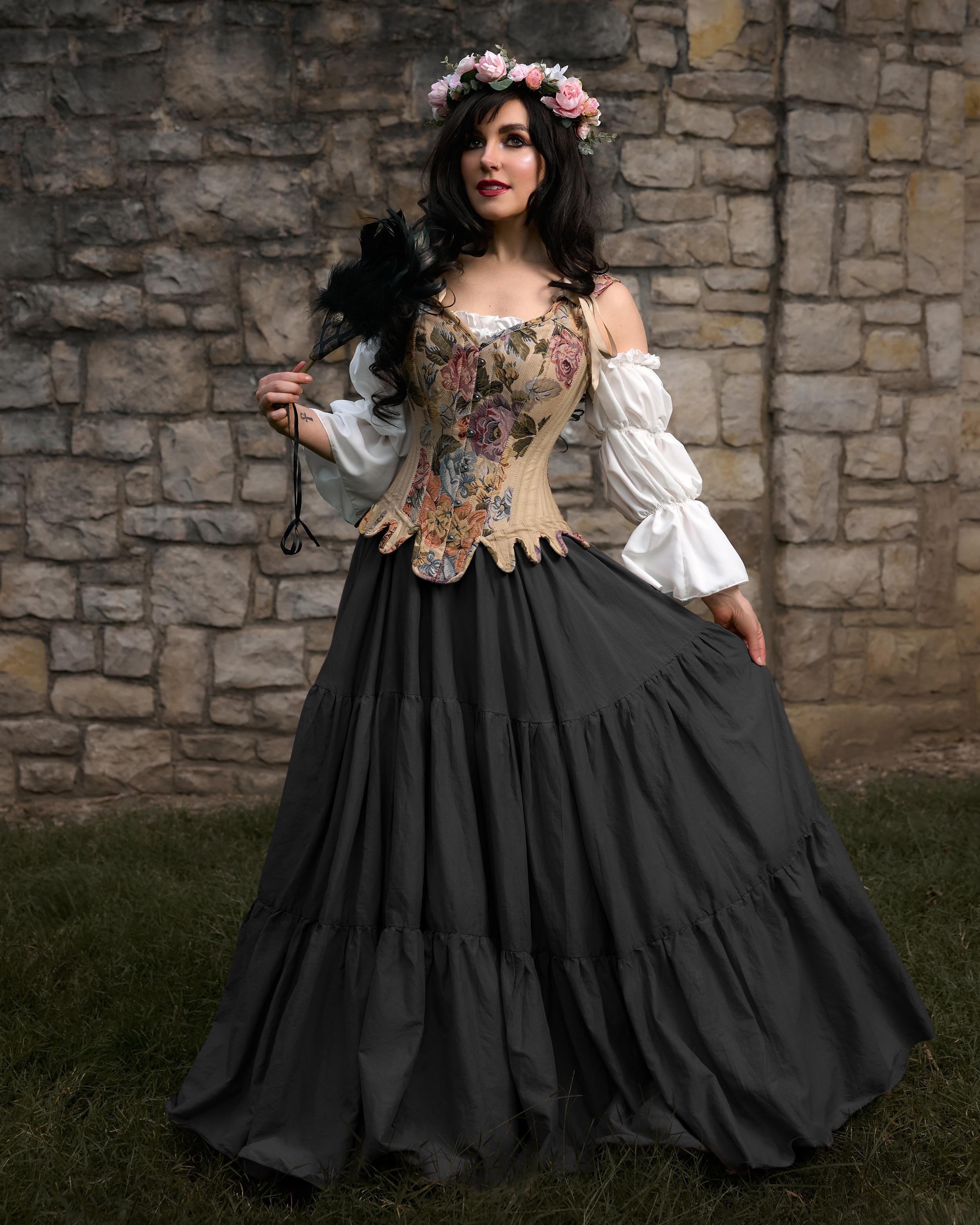 renaissance dress embroidered cotton linen under $100 PHOENIX 24 main image 1
