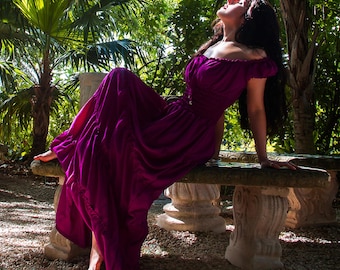 Bohemian Beach Cottage  Core Sundress - Renaissance Peasant Wench Dress