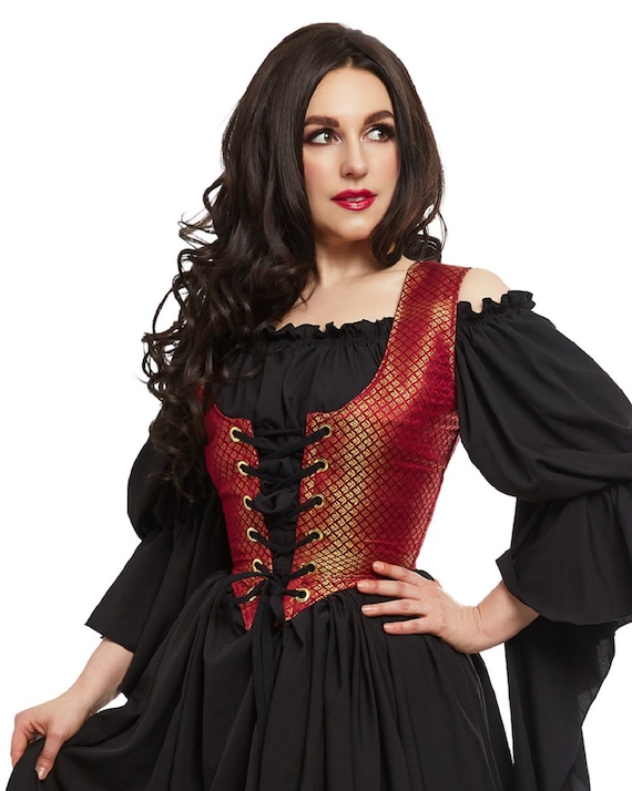 Corpiño de brocado burdeos Disfraz de fantasía de feria