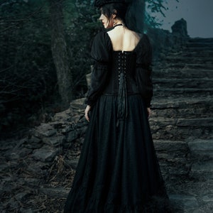 Music Of The Night Gothic Victorian Velvet and Lace Vampire Gown Dress Corset Costume Limited Edition image 2