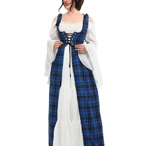 Reminisce Scottish Highlands Renaissance 2 Piece Plaid Costume Dress and Chemise Set image 4