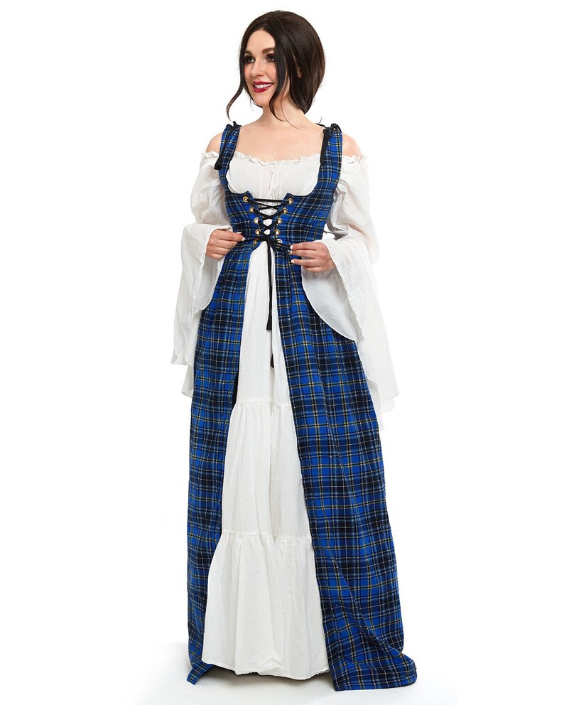 Reminisce Scottish Highlands Renaissance 2 Piece Plaid Costume Dress and Chemise Set image 4