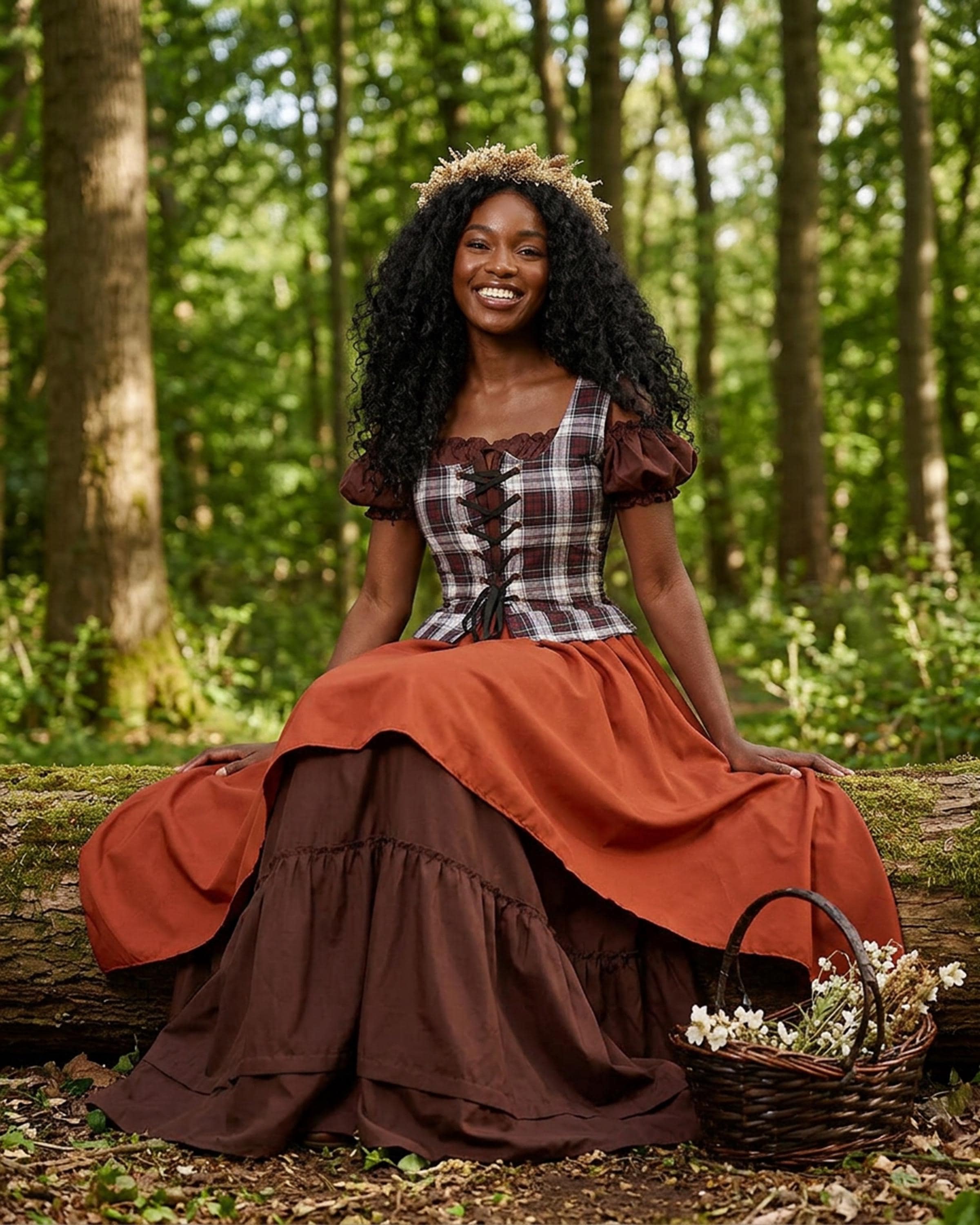 Renaissance Faire Peasant Wench Costume - Tartan Bodice - Off-shoulder Cap  Sleeves Chemise - Multi-layered Dress - Etsy