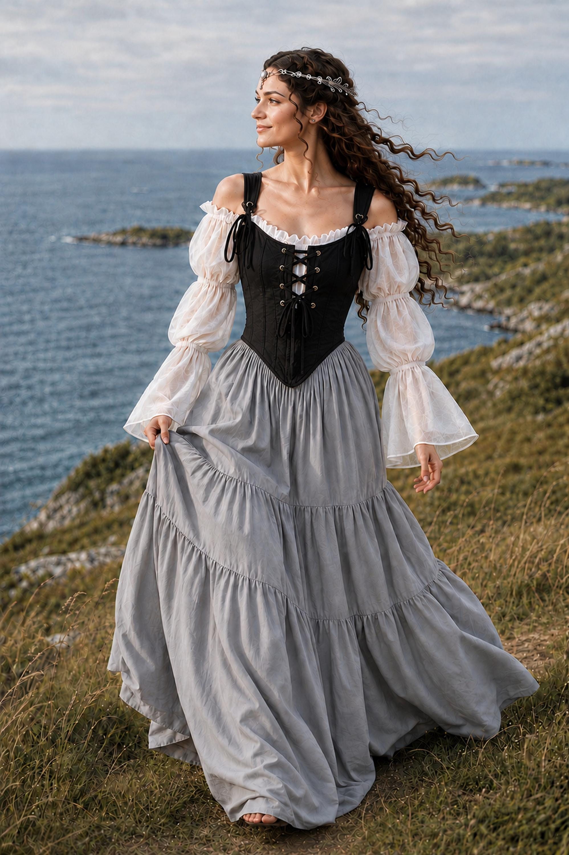 grey peasant dress Gray GREENGUARD Gold
